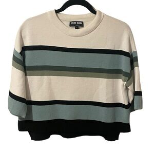 Vero Moda Zeno 3/4 Sleeve Knit Top Short Sleeve Sweater Cropped Stripes Small